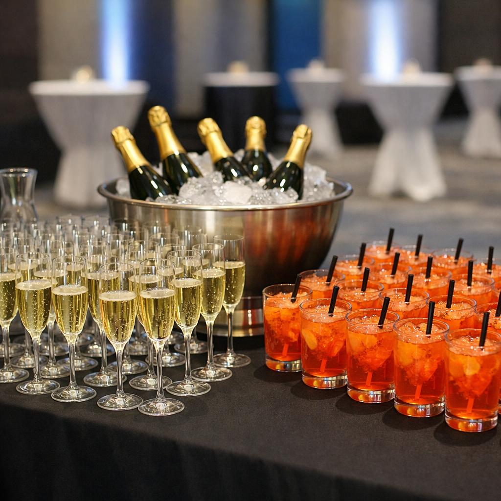 aperitif at a conference with only drinks 2 kinds no food no people-1 aperitif at a conference with only drinks 2 kinds no food no people-1